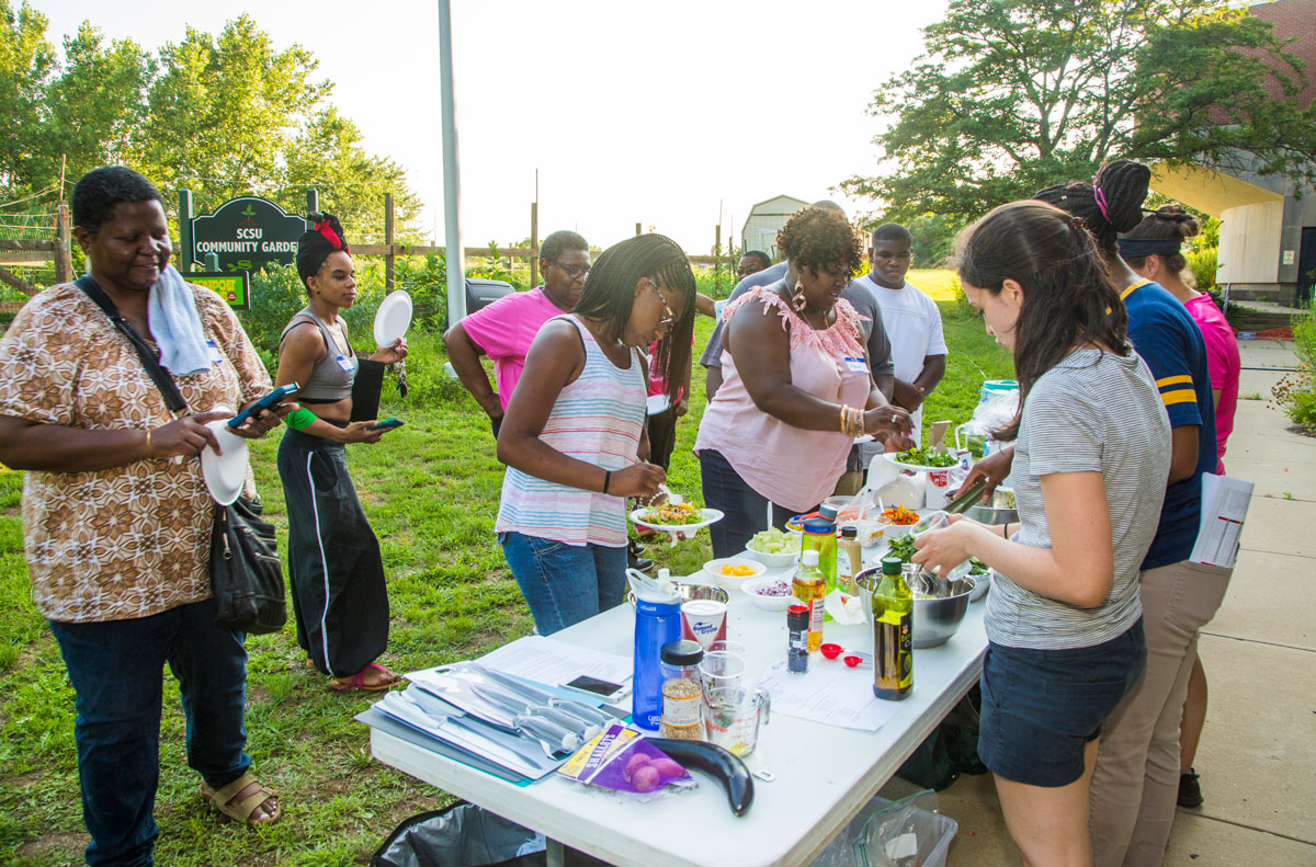 CARE cooking class at SCSU community garden