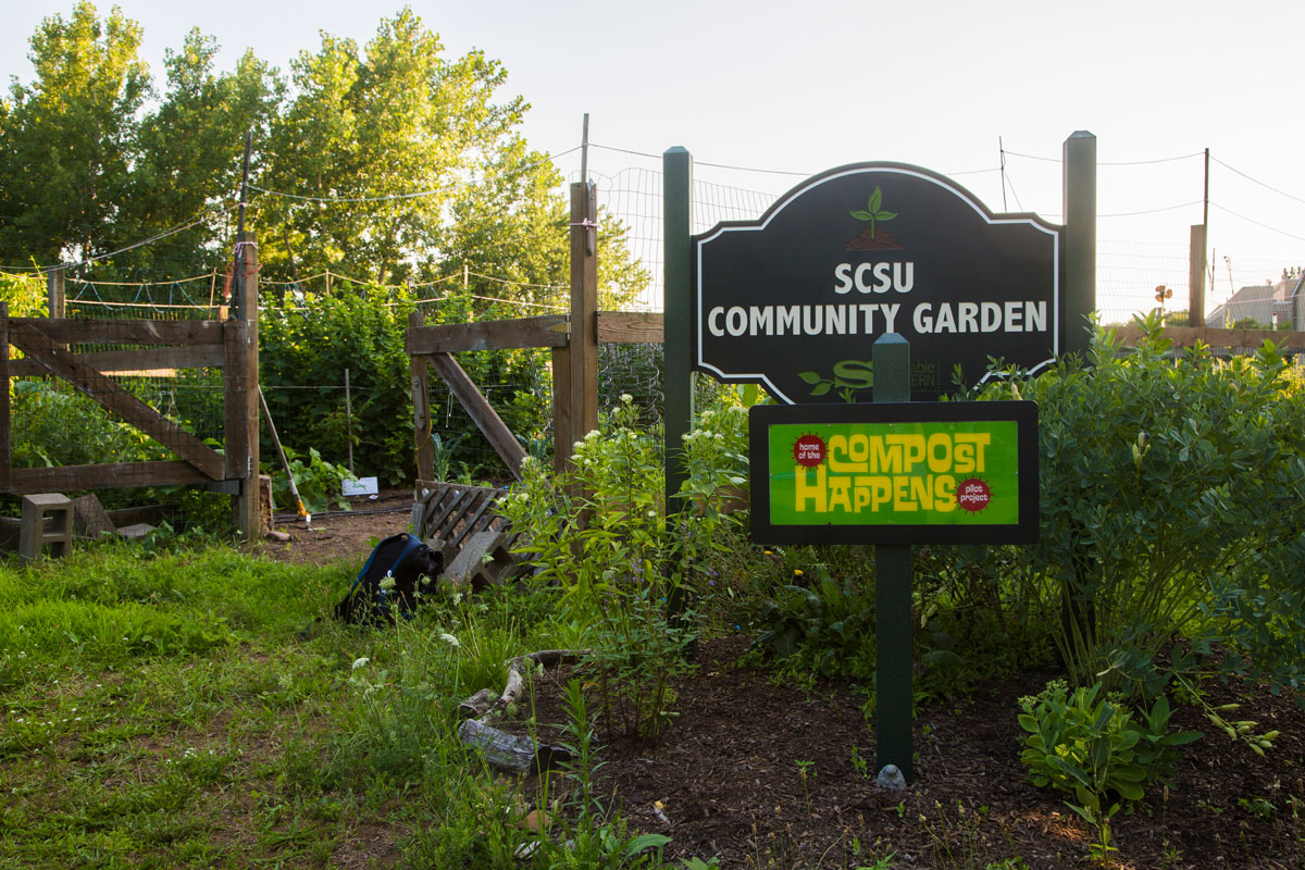 CARE garden class, entrance to SCSU Community Garden