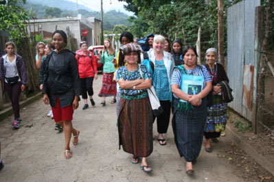 Students enjoyed a walk through the village of San Juan La Laguna following the Public Health group’s meeting with Ana Toc Cobax, a traditional birth attendant (far right), and the Special Education group’s tour of Casa Maya School for students with disabilities.