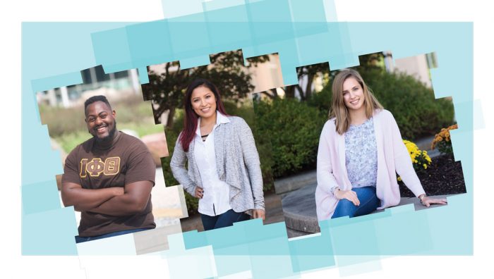 SCSU students Eric Clinton, Tracy Tenesaca, and Alyssa Pearl Korzon