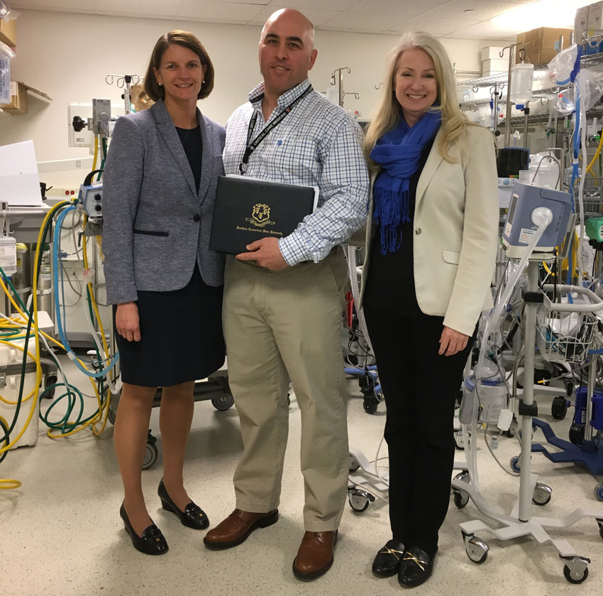 SCSU Student John Priest with Dean Sandra Bulmer and Professor Joan Kreiger