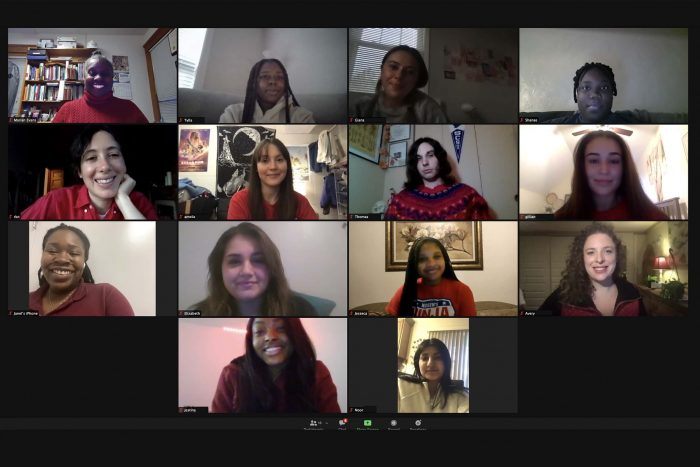 SCSU_20_MarianEvans_homepage Professor Marian Evans and her Women's Health class meet virtually with author Rachel Kauder Nalebuff.