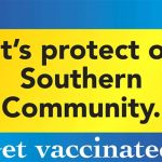 graphic element that says "Let's protect our Southern community. Get vaccinated."