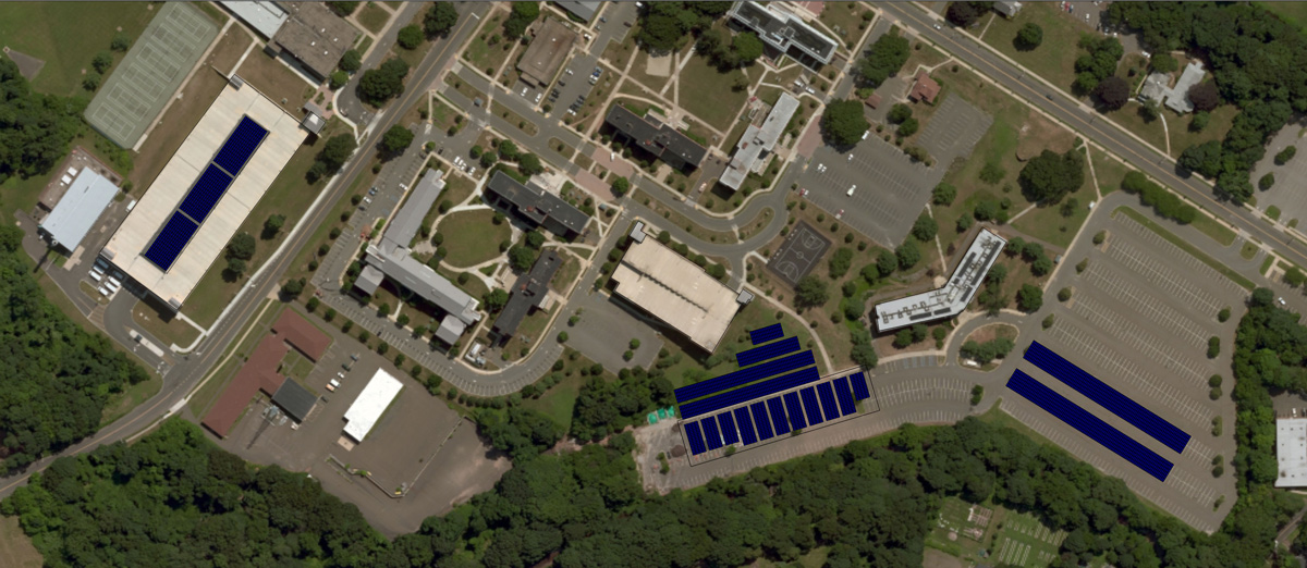 map showing solar panels projected for SCSU campus