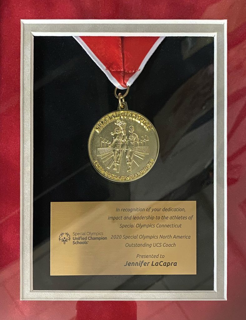 SCSU Jennifer LaCapra, award from Special Olympics 2020