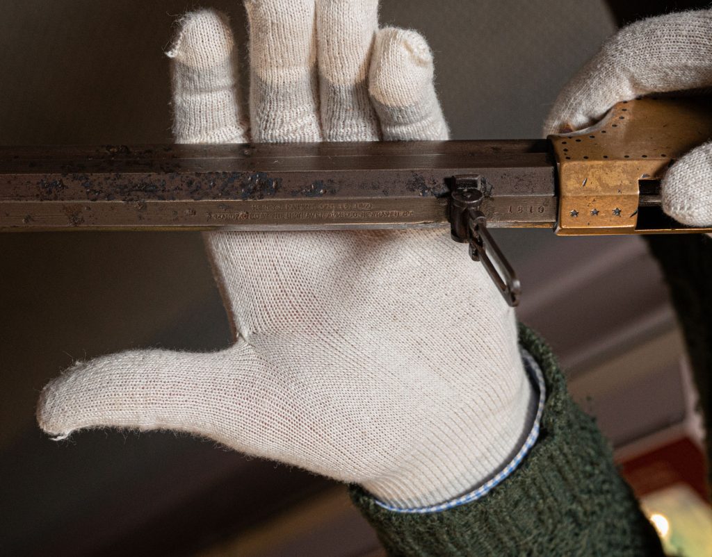 Weapons held by the museum include this rifle manufactured by the New Haven Arms Co. of Connecticut.