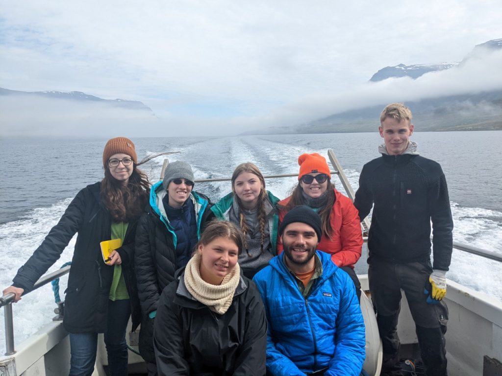 Students on a boat in Iceland